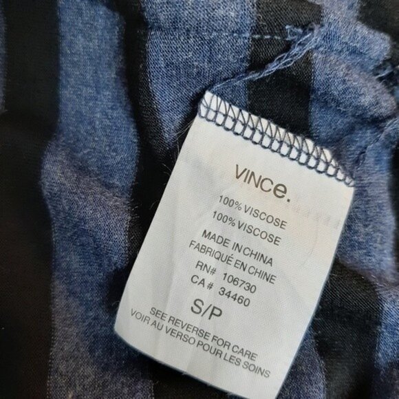 VINCE / Stripe Pattern Soft Pocket Tee  Blue & Black Sz S - Picture 6 of 6